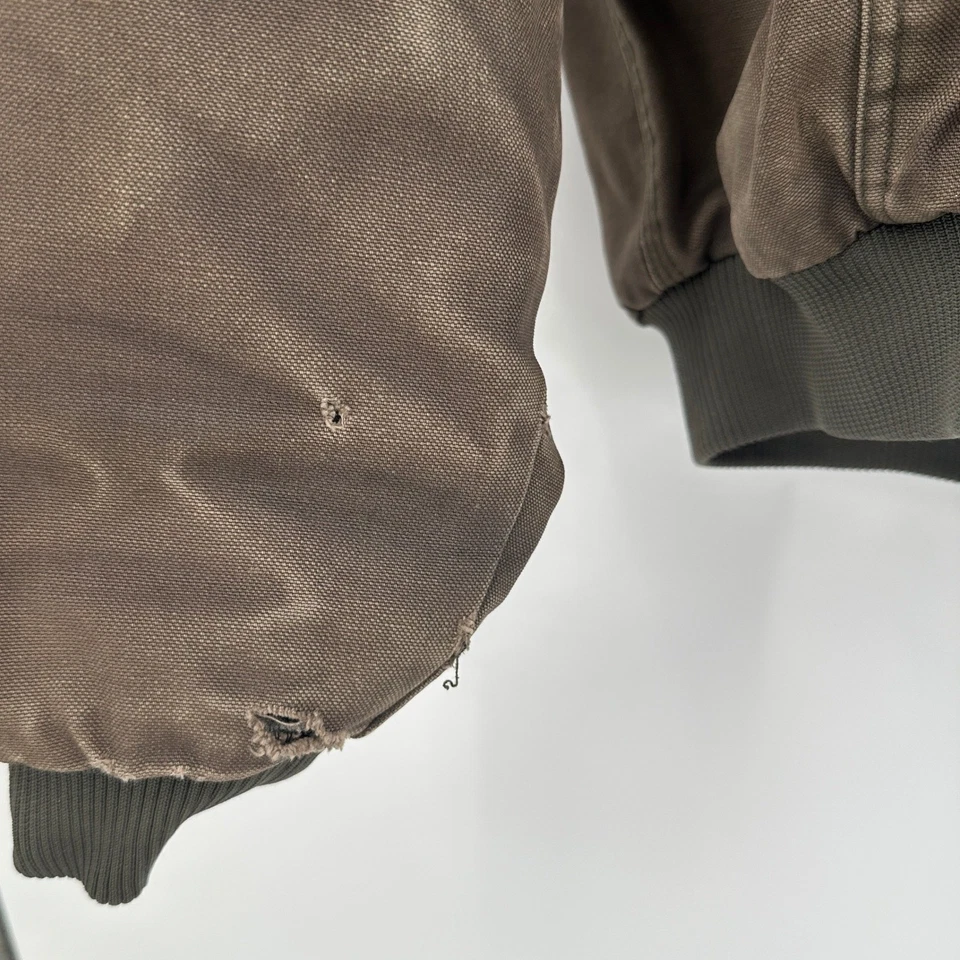 CE Schmidt Mens Canvas Barn Jacket Size 2XLT Hooded Chore Coat Brown Distressed - Image 3 of 4