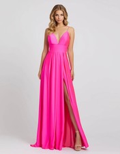 Ieena For Mac Duggal 26165 Plunge Neck High Slit Gown-Size 8