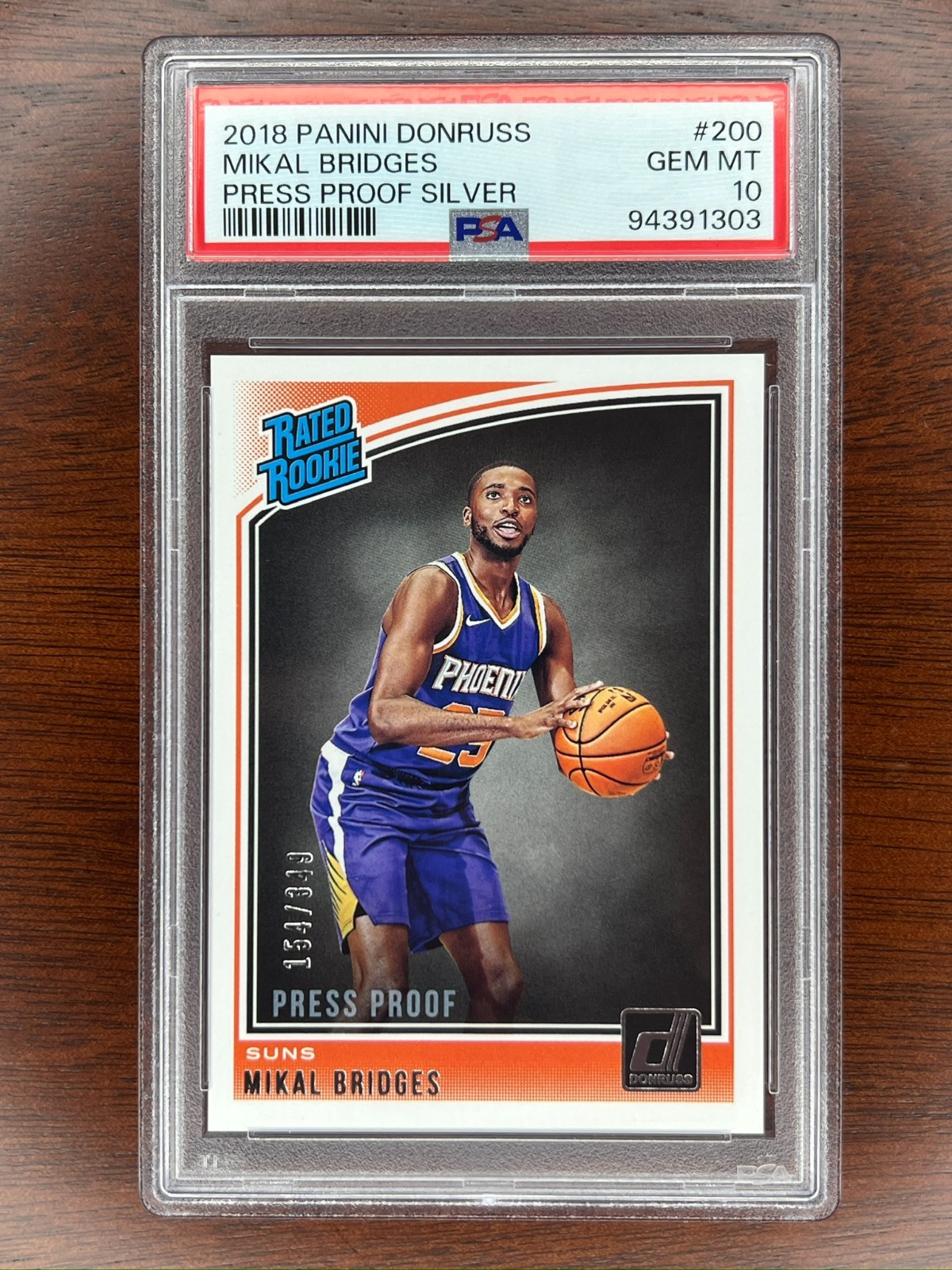 Mikal Bridges 2018 Panini Donruss Rookie #200 Press Proof Silver /349 PSA 10