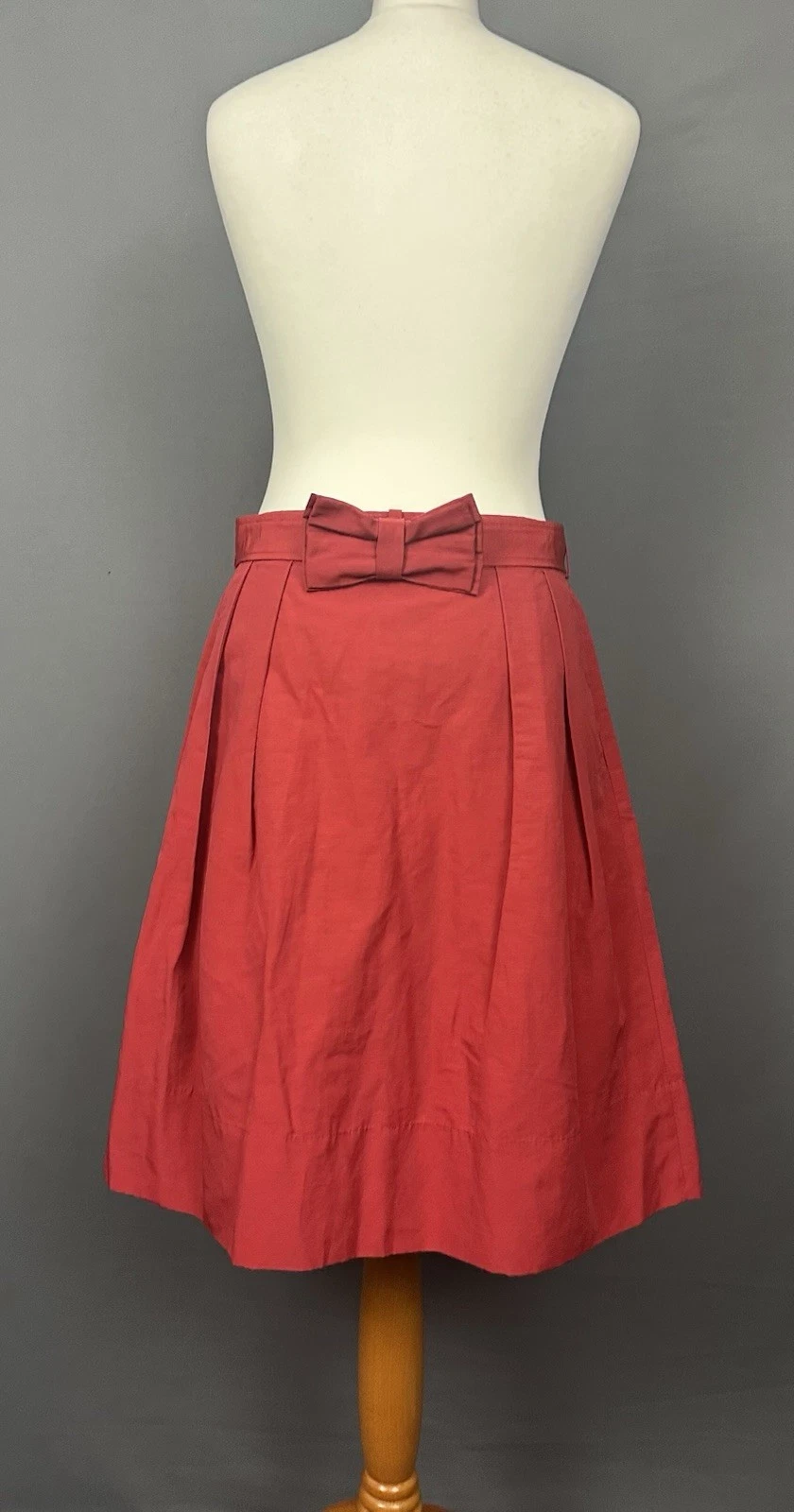 AQUASCUTUM SKIRT - Red Cotton & Linen Blend - Women's Size UK 12 - US 10