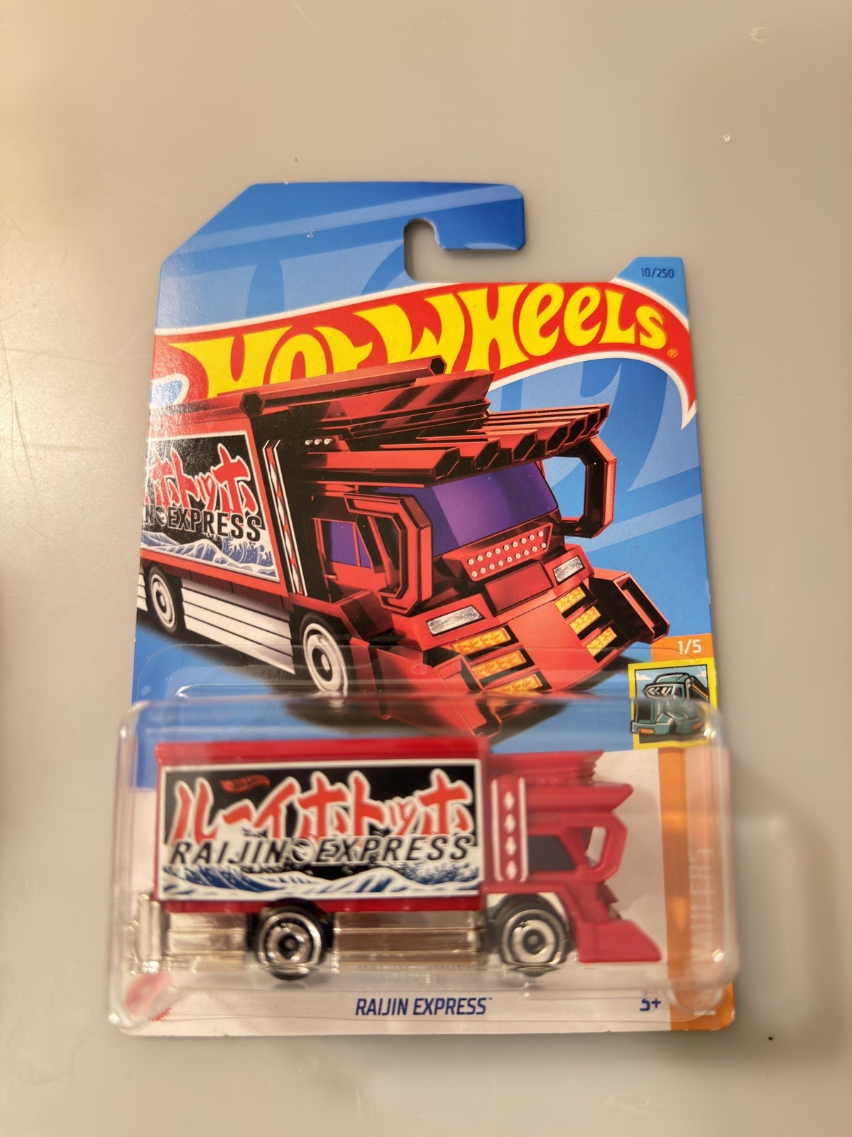 2023 Hot Wheels Treasure Hunt Raijin Express 10/250 HW Haulers 1/5 Red Truck