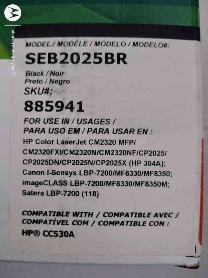 Cartucho de toner a laser Staples Sustainable Earth SEB2025BR 885941 preto HP CC530A - Imagem 3 de 3