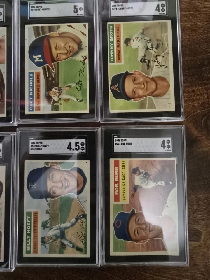 Lote de 33 tarjetas con clasificación SGC Topps 1956 trasero gris Foto 2 de 4