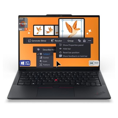 Lenovo ThinkPad E14 Gen 7 Business Laptop, Ryzen 7 250, 14'' , QWERTZ,