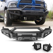 2013-2018 Front Bumper Bull Bar For Dodge Ram 1500 W Skid Plateled Light Steel