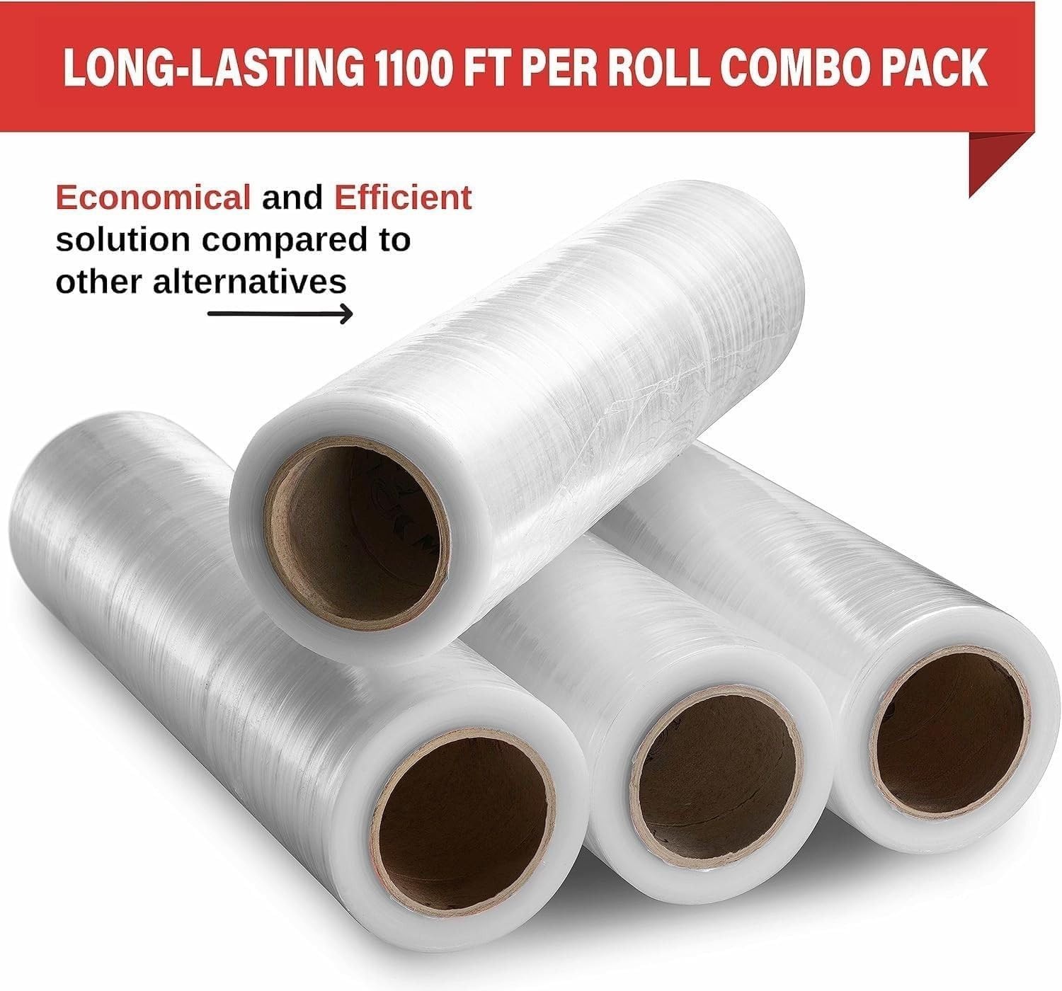 Durable 4-Pack Stretch Wrap - 17.5" Clear Industrial Film for Moving Supplies