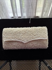 Vintage 50s 60s Ivory Beaded Sequin Evening Clutch Purse Snap Closure 8.5" x 4"