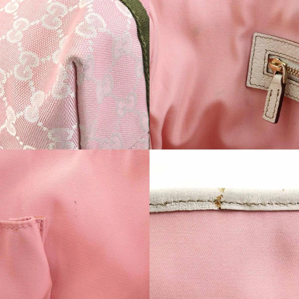 GUCCI Shoulder Bag Tote GG Canvas Leather Pink Off-White Khaki Gold Women's 1373 - Image 3 of 4