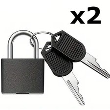 x2 Black Small Metal Security Lock Luggage Case Padlock Backpack Lock UK Stock