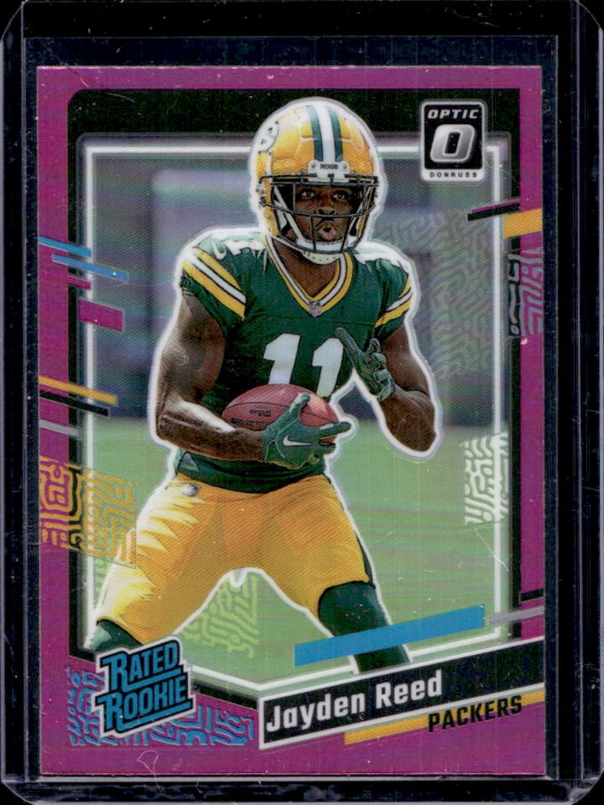 2023 Donruss Jayden Reed Optic Rated Rookie Preview Pink Prizm RC #334 Packers