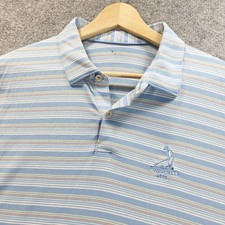 Peter Millar Polo Shirt Mens XL Blue Striped Pinehurst 1895 Golf Embroidered