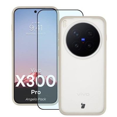 Handyhülle + Glas für Vivo X300 Pro Bizon Case Cover Schutzhülle Etui Beige