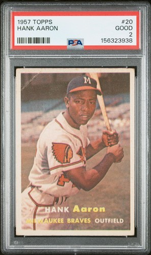 Hank Aaron 1957 Topps PSA 2 #20 Milwaukee Braves