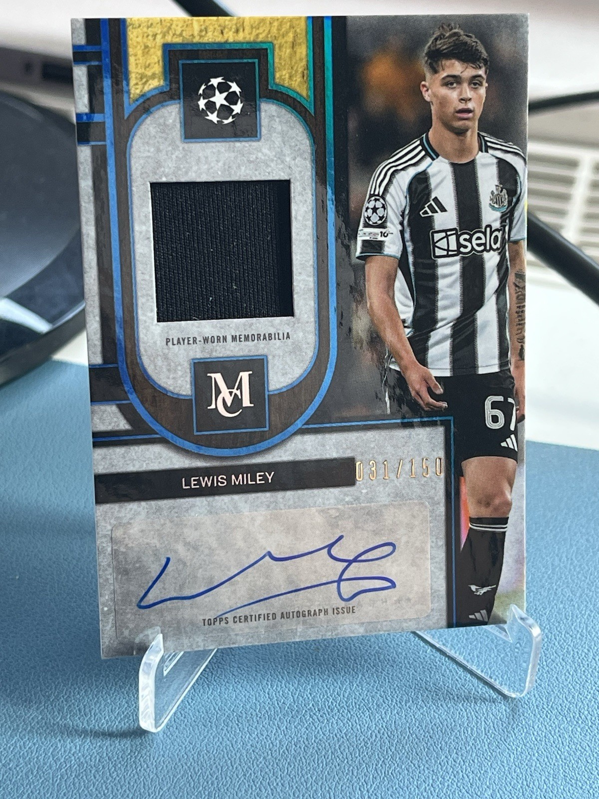 2025-26 Topps Museum UCC Lewis Miley Patch Auto Newcastle /150