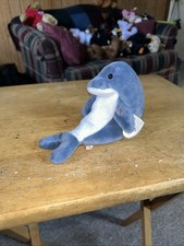 Ty Beanie Babies "Echo" The Dolphin 1996 Plush Toy Original Tag 7" Blue White
