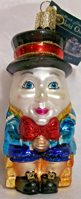 OWC Old World Christmas Blown Glass Humpty Dumpty #24026 sat on a wall, no fall!