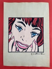 Roy Lichtenstein (Handmade) Drawing On Old Paper signed and stamped