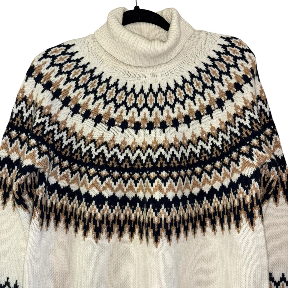 Suéter Top Vineyard Vines Nordic Fairisle Mezcla de Lana Para Mujer’s M Cuello Alto Tejido Foto 4 de 4