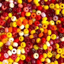 Czech Seed Bead Soup 4 Lg 150g Bag, Mix Size 8/0 - 4/0 Sunset Red Orange Yellow