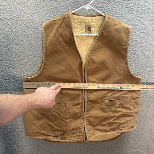 Chaleco Carhartt De Colección Para Hombres XL Lona Tostada Forrado Sherpa Ropa de Trabajo Tareas de Granero Años 90 - Imagen 3 de 14