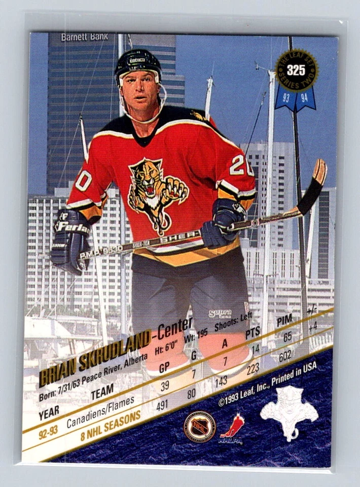 1993-94 Leaf #325 Brian Skrudland Florida Panthers - Image 2 of 2
