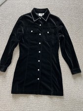 GAP Women 6 Black Velvet Collar Long Sleeve Button Front Mini Shirt Dress 121088