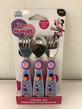 Disney Minnie Mouse 3 Piece Stainless Steel Utensil Set-Easy to gasp handles