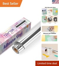10FT Silver Chrome Permanent Vinyl Roll - Easy Weeding for Stylish Crafts