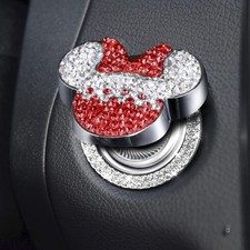 Car Cute Push to Start Button Cover Accessories, Bling Crystal Car Engine Start