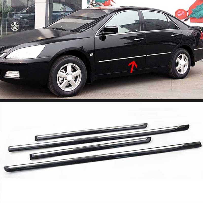 4Pcs For Honda Accord 2003-07 4DR Chrome Side Door Body Guard Molding Strip Trim
