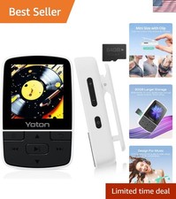 Compact 64GB Bluetooth 5.2 MP3 Player with HiFi Sound Sports Clip - White