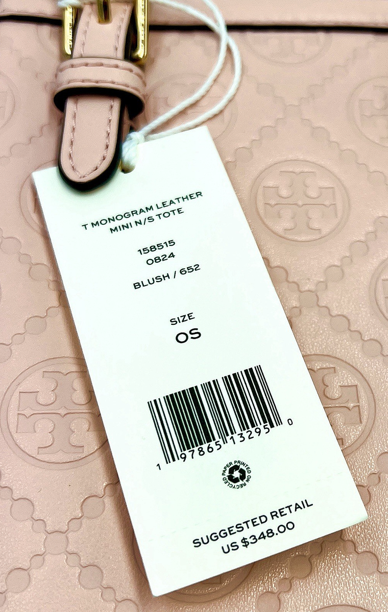 TORY BURCH MINI TOTE BAG T MONOGRAM CONVERTIBLE EMBOSSED LEATHER