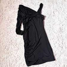 Ruched Sexy Bodycon One Shoulder Little Black Dress Womens XL Clubwear Madam