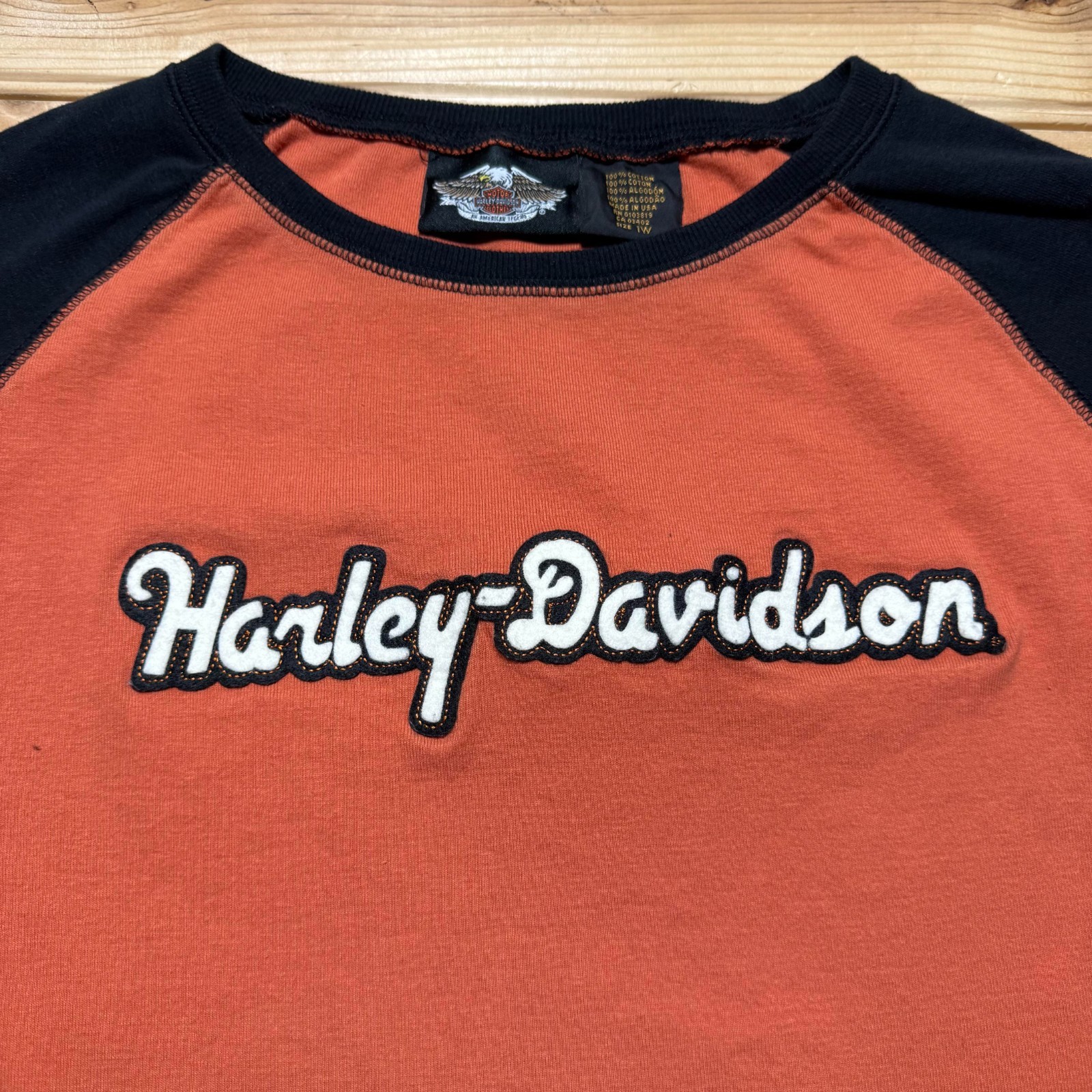 Harley-Davidson Script Logo Patch Raglan Sleeve B… - image 2