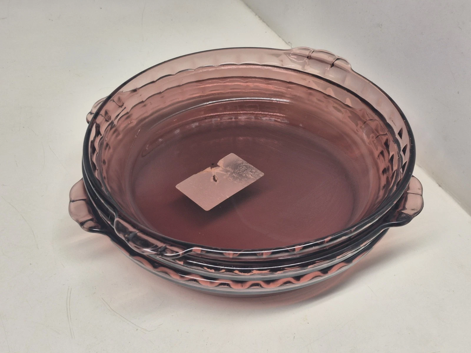 Pyrex #229 Cranberry Glass Set Of 3 Deep Dish 10" Pie Dish/Plates Corning USA