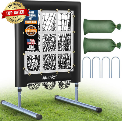 9 Hole Pitching Net with Strike Zone, Heavy-Duty Baseball & Softball Training Eq