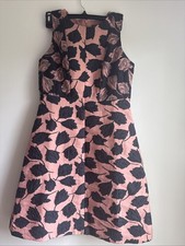 Ann Taylor pink navy floral jacquard sleeveless A-line party dress size 4