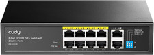 8-Port PoE Switch, 120W, 2 Uplink Ports, Fanless, Plug and Play