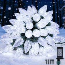C9 LED Christmas Lights Outdoor,33 Feet 50 LED 8 Lighting Modes Waterproof Co...