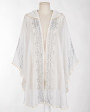 Women s White Sheer Chiffon Hooded Open Front...