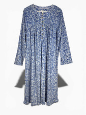 Aria Collection Nightgown Soft Velour Blue Floral Plus Size 2X Pockets Lounge