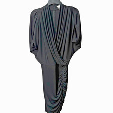 Caché Black Cocktail Dress XS Draped Bodice Ruched Little Black Party Evening