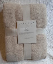 Full/Queen Micro Waffle Bed Blanket Natural - Casaluna