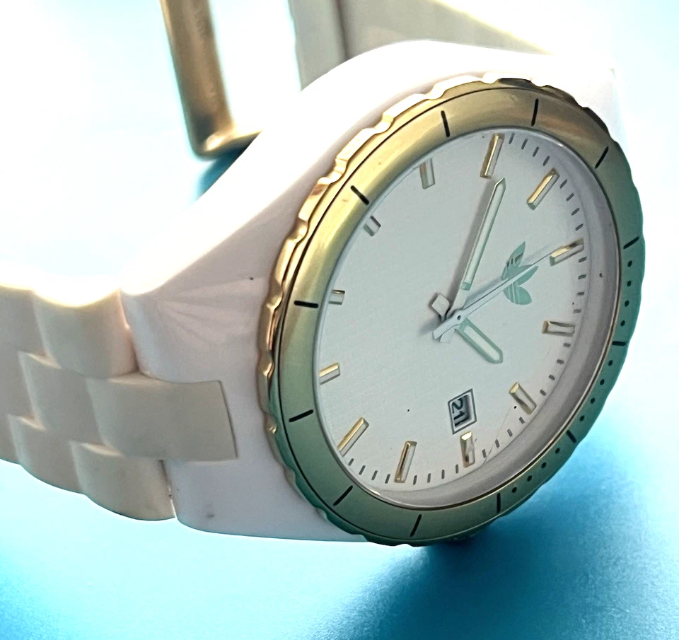 Adidas Originals ADH2068 White Tone Watch With Gold-tone Bezel Water Resistant - Image 3 of 4