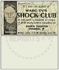 WABC-TV'S SHOCK CLUB MEMBERSHIP CARD - VINTAGE REPRINT