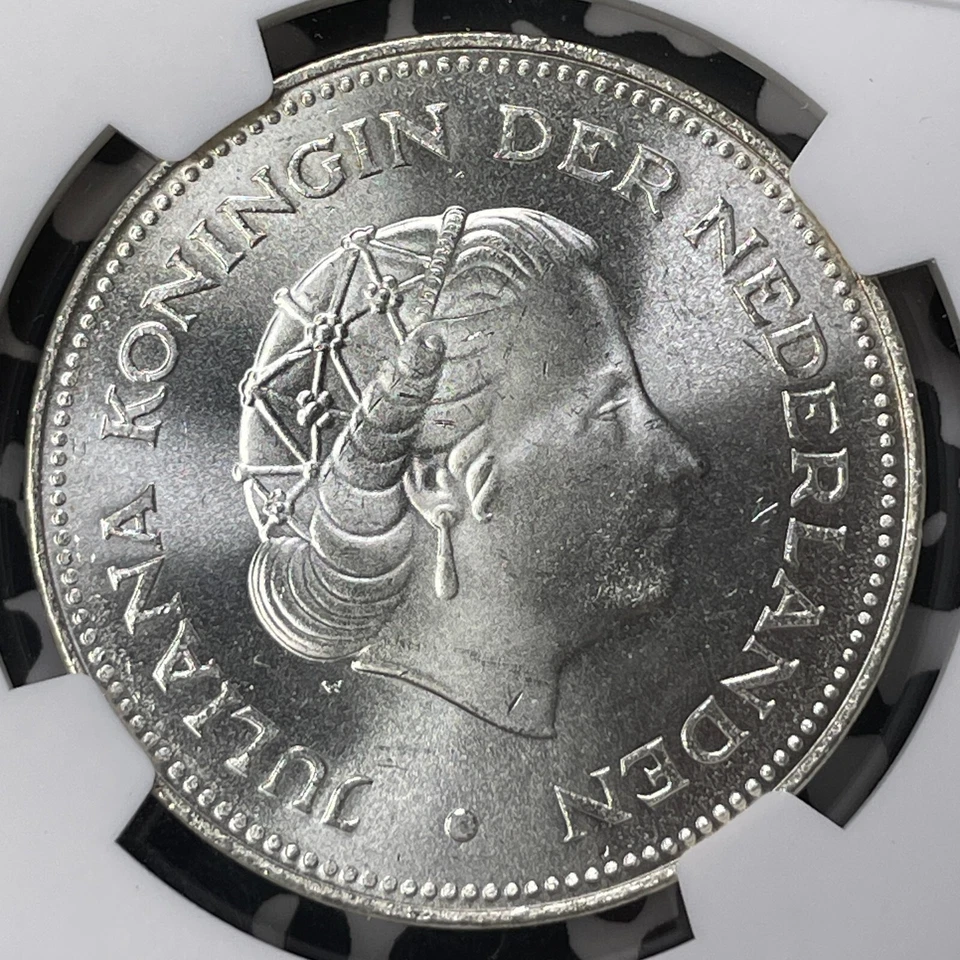 1970 Aniversario Liberación de los Países Bajos 10 florines NGC MS64 Lote #MK116 ¡Plata! Foto 3 de 3