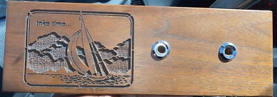 Lasercraft Walnut WOOD Desktop 2 Pen Holder Sailing Ship Engraved TAKE TIME