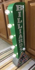 BILLIARDS LIGHT SIGN ARCADE GAME METAL VINTAGE LOOK VIDEO PINBALL COIN POOL