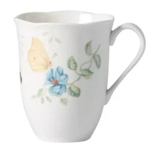 LENOX BUTTERFLY MEADOW PORCELAIN SCALLOPED MUG COFFEE CUP FLORAL 12 OZ BRAND NEW