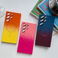 For Samsung Galaxy S24 Ultra S23 S22 S21 Gradient Magsafe Magnetic Soft Case